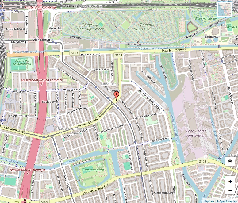 Kaart van Bos en Lommer, Amsterdam
