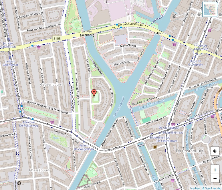 Kaart van Trompbuurt, Amsterdam